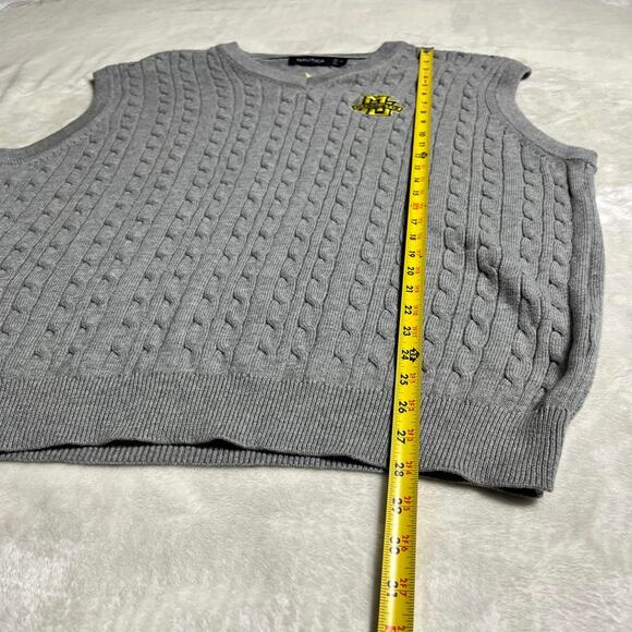 Marquette University Nautica Cable Knit Sweater Vest Men's XL Golden Eagle Fire - Picture 7 of 9